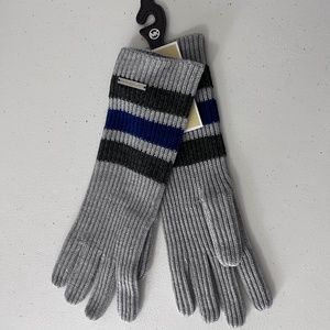 Michael Kors Women’s Striped Knit Gloves Grey/Blue